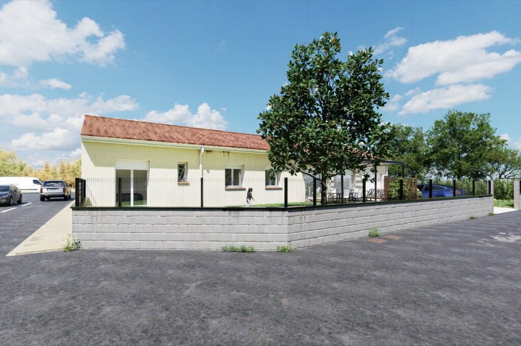 Extension de maison, vue 3D depuis le jardin