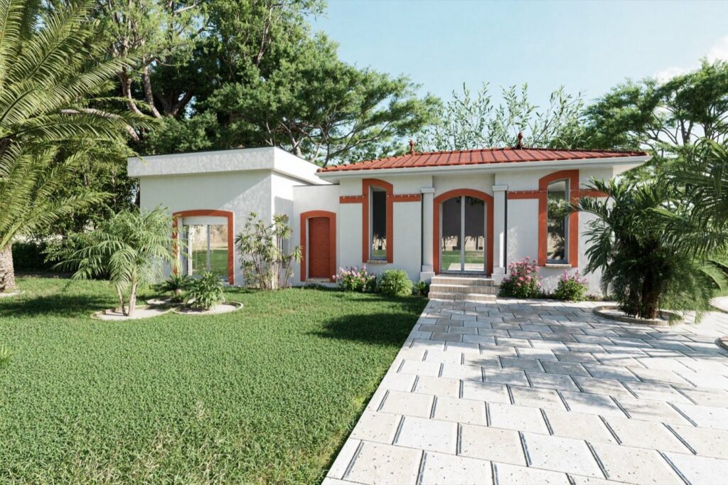 Villa contemporaine, perspective extérieure