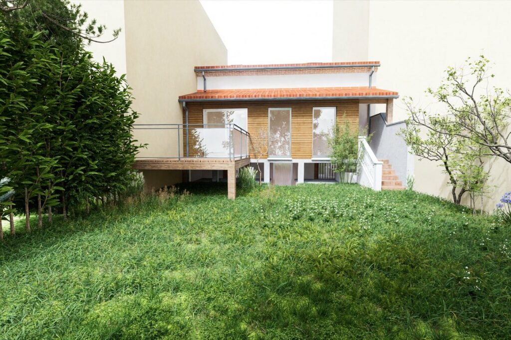 Extension contemporaine sur maison existante