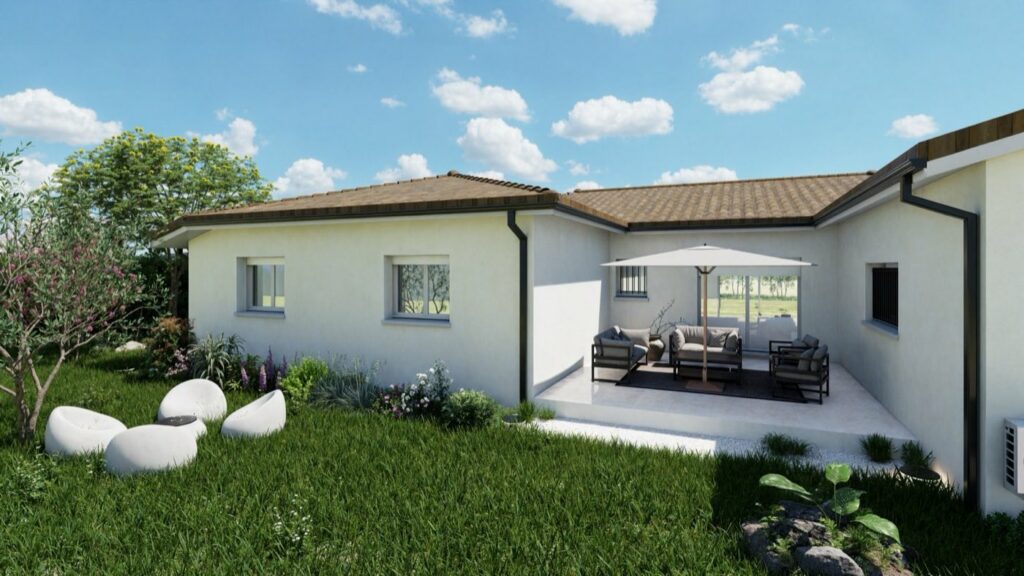 Maison en pierre rénovée, rendu 3D